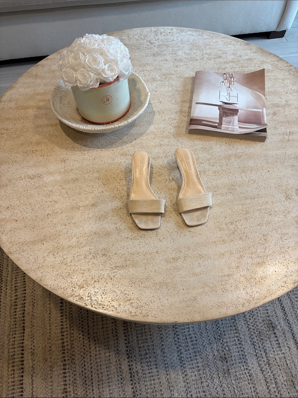 Steve Madden cream Braided Slide kitten heel